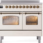 Ilve UPDI406NMPAWB Nostalgie Ii 40 Inch Electric Freestanding Range In Antique White With Bronze Trim