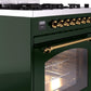 Ilve UP30NMPEGGLP Nostalgie Ii 30 Inch Dual Fuel Liquid Propane Freestanding Range In Emerald Green With Brass Trim