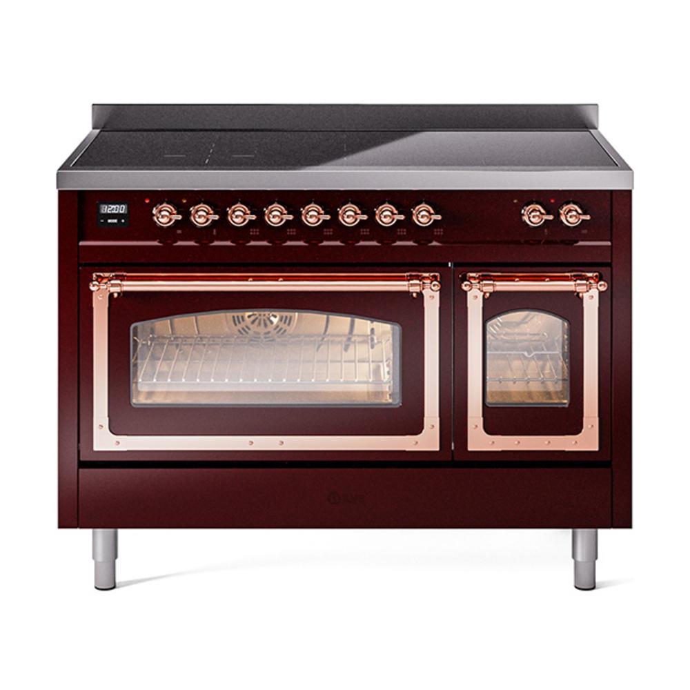 Ilve UNI486NMPBUP Ilve Uni486Nmpbup Nostalgie Ii Noblesse 48" Induction Range (Triple Glass Door, Burgundy, Copper)