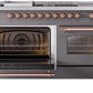 Ilve UP60FSNMPMGP Nostalgie Ii 60 Inch Dual Fuel Natural Gas Freestanding Range In Matte Graphite With Copper Trim