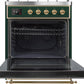 Ilve UM30DNE3EGGLP Majestic Ii 30 Inch Dual Fuel Liquid Propane Freestanding Range In Emerald Green With Brass Trim