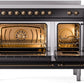 Ilve UPI486NMPBKB Nostalgie Ii 48 Inch Electric Freestanding Range In Glossy Black With Bronze Trim