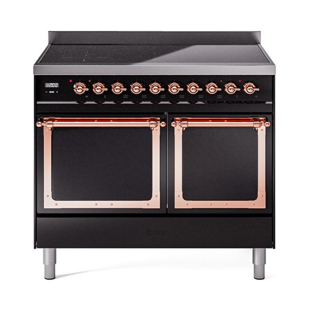 Ilve UNDI406QNMPBKP Ilve Undi406Qnmpbkp Nostalgie Ii Noblesse 40" Induction Range (Solid Door, Glossy Black, Copper)