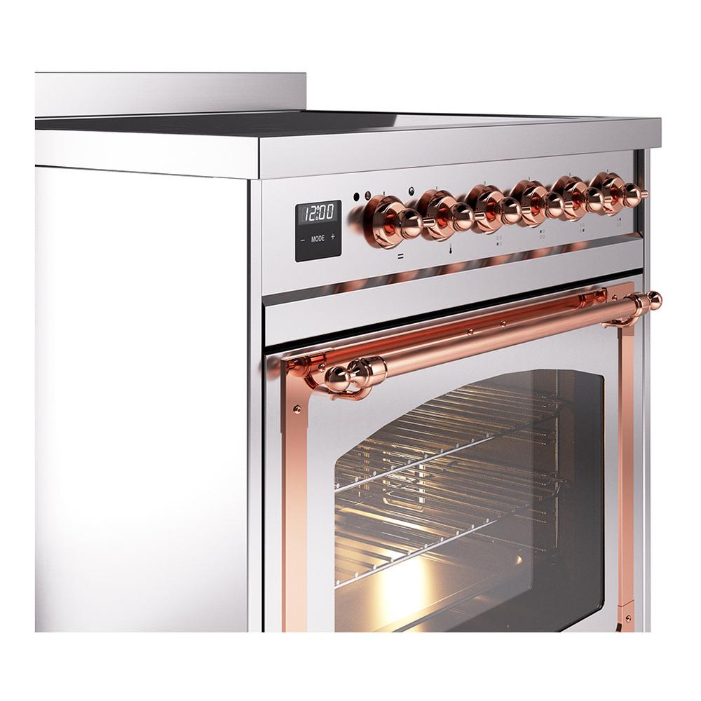 Ilve UNI304NMPSSP Ilve Uni304Nmpssp Nostalgie Ii Noblesse 30" Induction Range (Triple Glass Door, Stainless Steel, Copper)