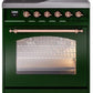 Ilve UPI304NMPEGP Nostalgie Ii 30 Inch Electric Freestanding Range In Emerald Green With Copper Trim