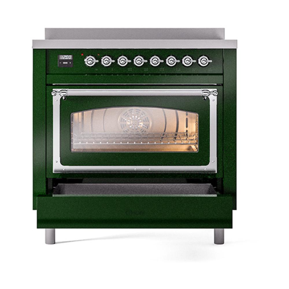 Ilve UNI366NMPEGC Ilve Uni366Nmpegc Nostalgie Ii Noblesse 36" Induction Range (Triple Glass Door, Emerald Green, Chrome)