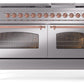 Ilve UP60FNMPSSP Nostalgie Ii 60 Inch Dual Fuel Natural Gas Freestanding Range In Stainless Steel With Copper Trim