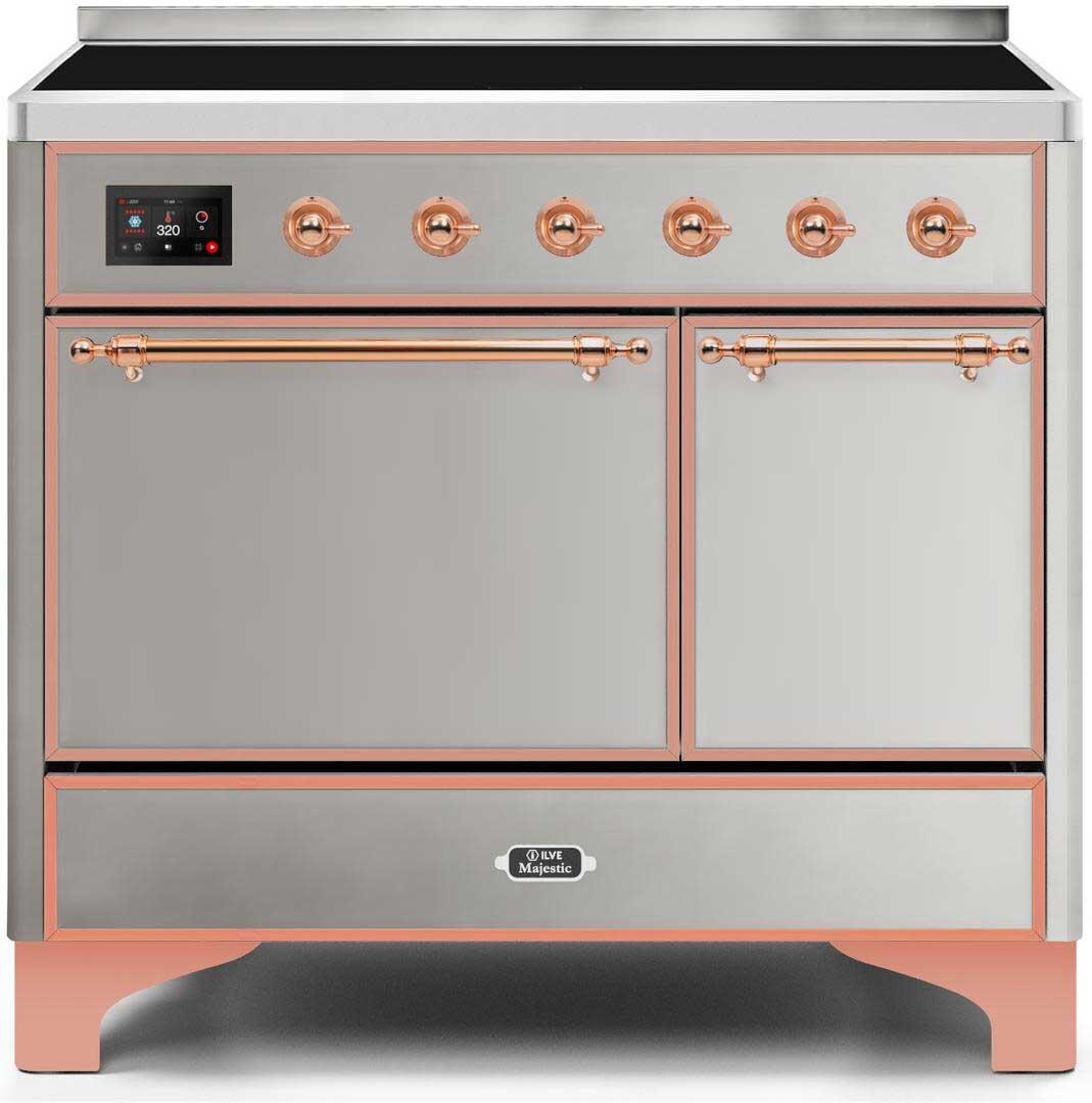 Ilve UMDI10QNS3SSP Majestic Ii 40 Inch Electric Freestanding Range In Stainless Steel With Copper Trim