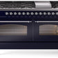 Ilve UP60FNMPMBCLP Nostalgie Ii 60 Inch Dual Fuel Liquid Propane Freestanding Range In Blue With Chrome Trim