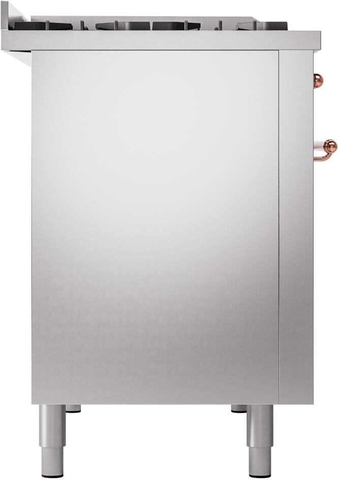 Ilve UP48FNMPSSP Nostalgie Ii 48 Inch Dual Fuel Natural Gas Freestanding Range In Stainless Steel With Copper Trim