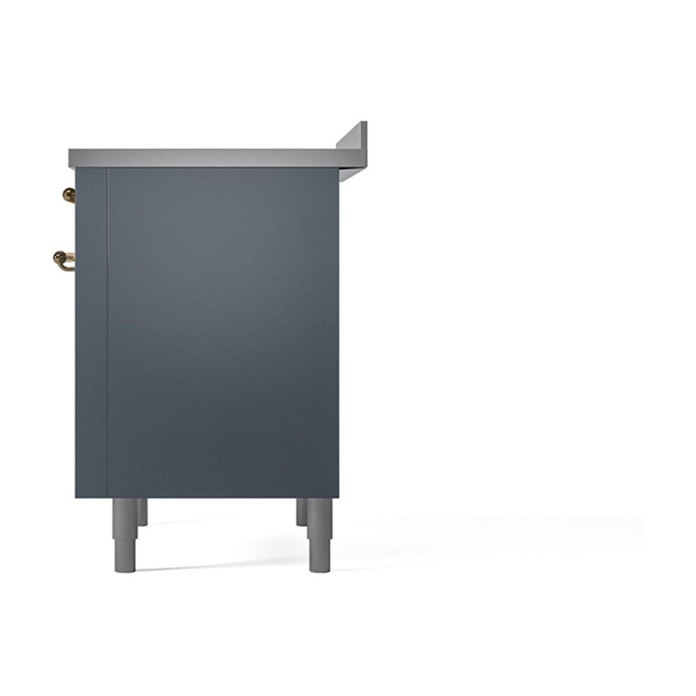 Ilve UNI366QNMPBGG Ilve Uni366Qnmpbgg Nostalgie Ii Noblesse 36" Induction Range (Solid Door, Blue Grey, Brass)