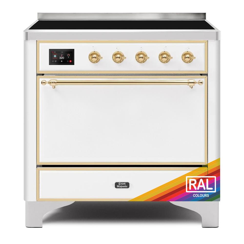 Ilve UMI09QNS3RAG Ilve Majestic Ii 36 Umi09Qns3Rag Freestanding Electric Range With Induction Single Oven With Solid Door In Ral Color With Brass Knobs