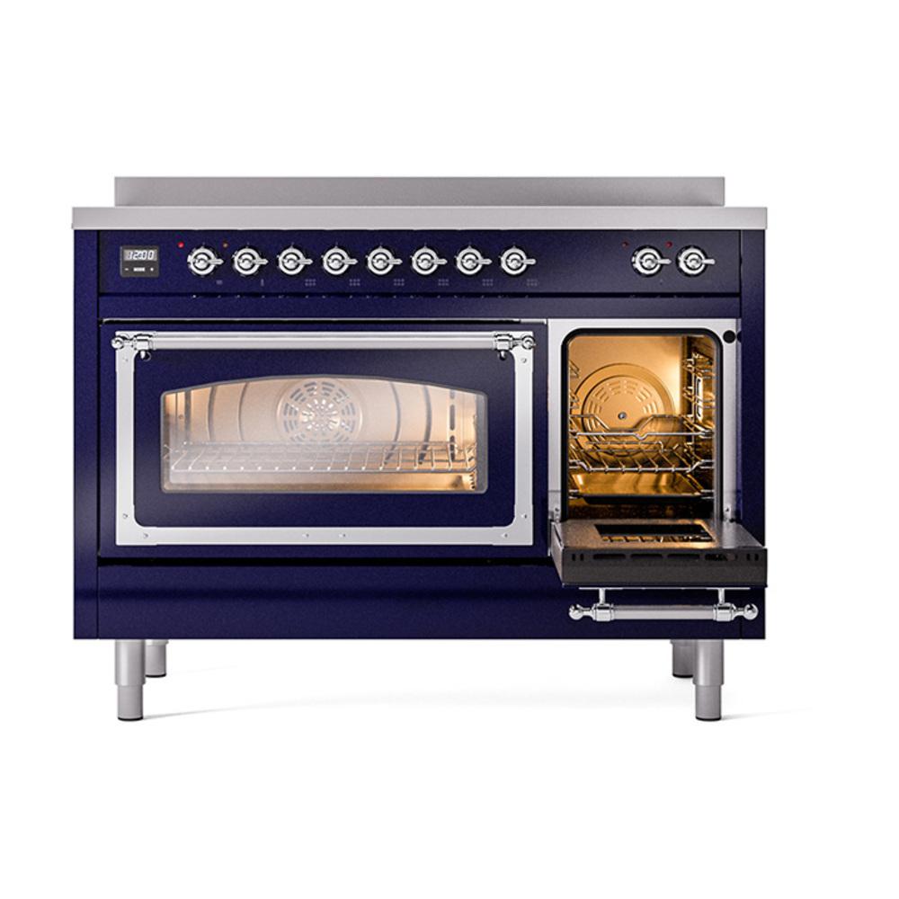 Ilve UNI486NMPMBC Ilve Uni486Nmpmbc Nostalgie Ii Noblesse 48" Induction Range (Triple Glass Door, Midnight Blue, Chrome)