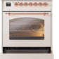 Ilve UP30NMPAWP Nostalgie Ii 30 Inch Dual Fuel Natural Gas Freestanding Range In Antique White With Copper Trim