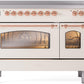 Ilve UPI486NMPAWP Nostalgie Ii 48 Inch Electric Freestanding Range In Antique White With Copper Trim