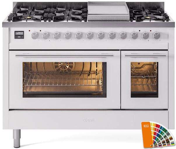 Ilve UP48FWMPRA Professional Plus Ii 48 Inch Dual Fuel Natural Gas Freestanding Range In Ral Custom Color With Trim