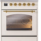 Ilve UPI304NMPAWG Nostalgie Ii 30 Inch Electric Freestanding Range In Antique White With Brass Trim