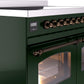 Ilve UPDI406NMPEGB Nostalgie Ii 40 Inch Electric Freestanding Range In Emerald Green With Bronze Trim