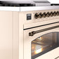 Ilve UP36FNMPAWBLP Nostalgie Ii 36 Inch Dual Fuel Liquid Propane Freestanding Range In Antique White With Bronze Trim