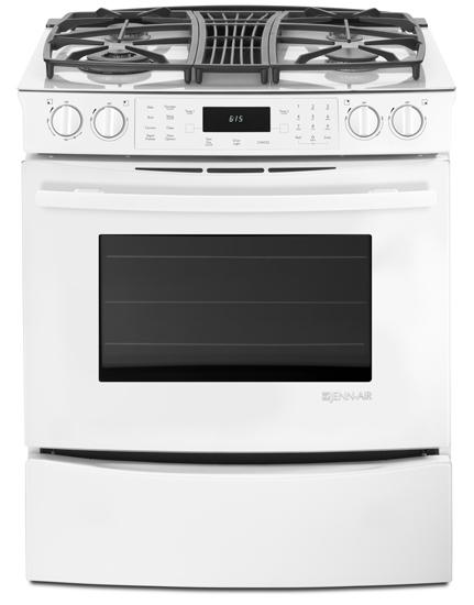 Jennair JGS9900CDF Frosted White Jenn-Air® Slide-In Gas Downdraft Range With Convection, 30