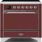 Ilve UMI09QNS3BUC Majestic Ii 36 Inch Electric Freestanding Range In Burgundy With Chrome Trim