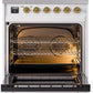 Ilve UPI304NMPWHG Nostalgie Ii 30 Inch Electric Freestanding Range In White With Brass Trim