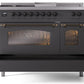 Ilve UP48FSNMPMGB Nostalgie Ii 48 Inch Dual Fuel Natural Gas Freestanding Range In Matte Graphite With Bronze Trim