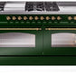 Ilve UP60FSNMPEGG Nostalgie Ii 60 Inch Dual Fuel Natural Gas Freestanding Range In Emerald Green With Brass Trim