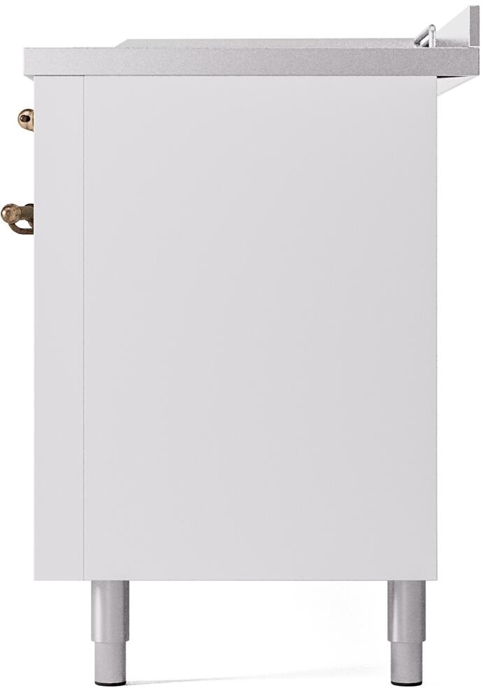 Ilve UP60FSNMPWHBLP Nostalgie Ii 60 Inch Dual Fuel Liquid Propane Freestanding Range In White With Bronze Trim