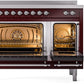 Ilve UPI486NMPBUC Nostalgie Ii 48 Inch Electric Freestanding Range In Burgundy With Chrome Trim