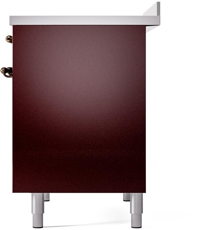 Ilve UPDI406NMPBUB Nostalgie Ii 40 Inch Electric Freestanding Range In Burgundy With Bronze Trim