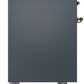 Ilve UPDI406NMPBGG Nostalgie Ii 40 Inch Electric Freestanding Range In Blue Grey With Brass Trim