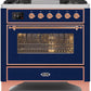 Ilve UM09FDNS3MBP Majestic Ii 36 Inch Dual Fuel Natural Gas Freestanding Range In Blue With Copper Trim