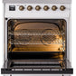 Ilve UPI304NMPWHB Nostalgie Ii 30 Inch Electric Freestanding Range In White With Bronze Trim