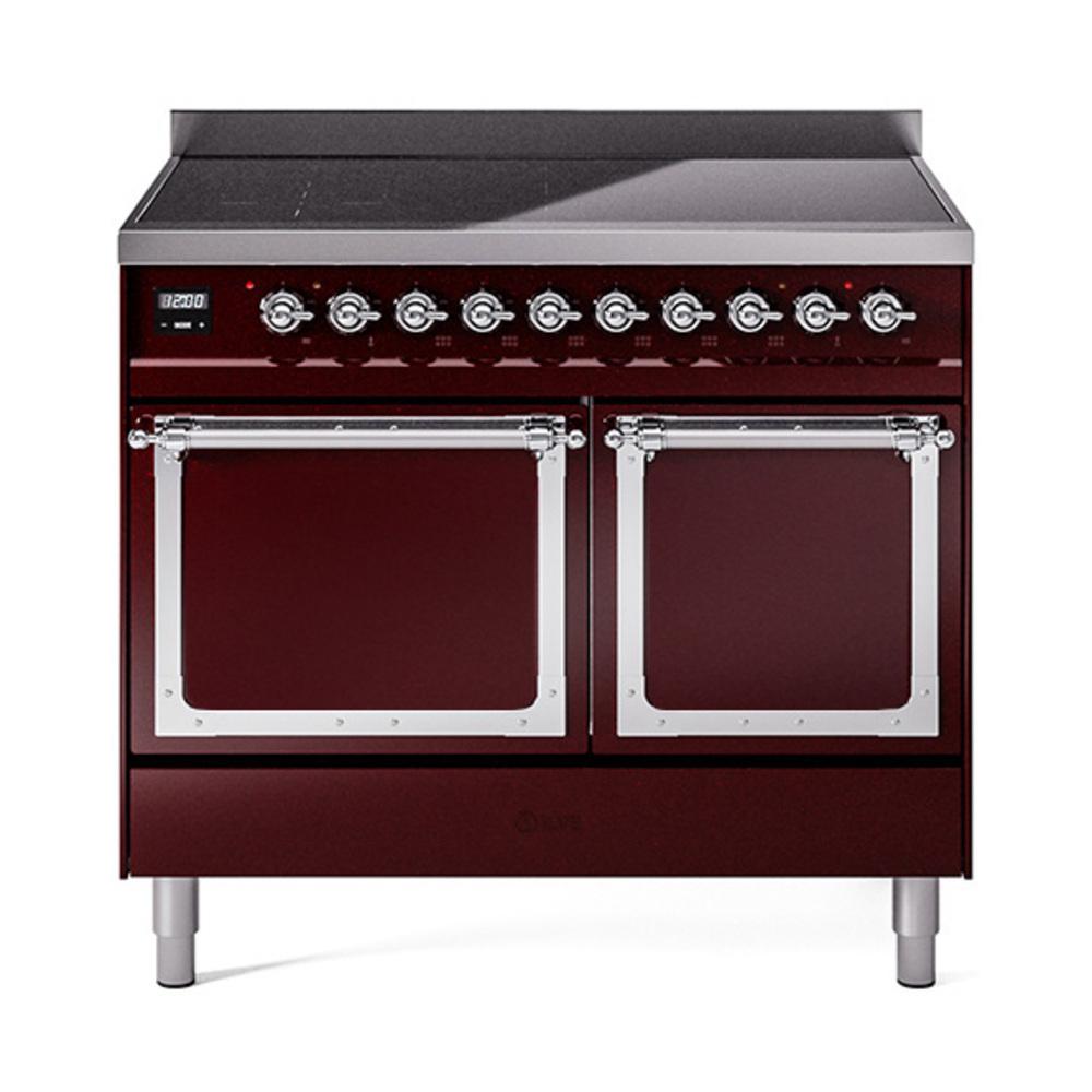 Ilve UNDI406QNMPBUC Ilve Undi406Qnmpbuc Nostalgie Ii Noblesse 40" Induction Range (Solid Door, Burgundy, Chrome)