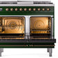 Ilve UPD40FNMPEGBLP Nostalgie Ii 40 Inch Dual Fuel Liquid Propane Freestanding Range In Emerald Green With Bronze Trim