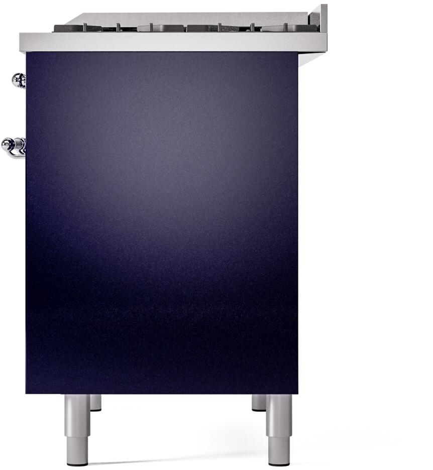 Ilve UPD40FNMPMBCLP Nostalgie Ii 40 Inch Dual Fuel Liquid Propane Freestanding Range In Blue With Chrome Trim