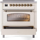 Ilve UPI366NMPAWB Nostalgie Ii 36 Inch Electric Freestanding Range In Antique White With Bronze Trim