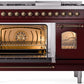 Ilve UP48FNMPBUBLP Nostalgie Ii 48 Inch Dual Fuel Liquid Propane Freestanding Range In Burgundy With Bronze Trim