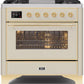 Ilve UM09FDNS3AWG Majestic Ii 36 Inch Dual Fuel Natural Gas Freestanding Range In Antique White With Brass Trim