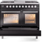 Ilve UPD40FWMPBKLP Professional Plus Ii 40 Inch Dual Fuel Liquid Propane Freestanding Range In Glossy Black With Trim