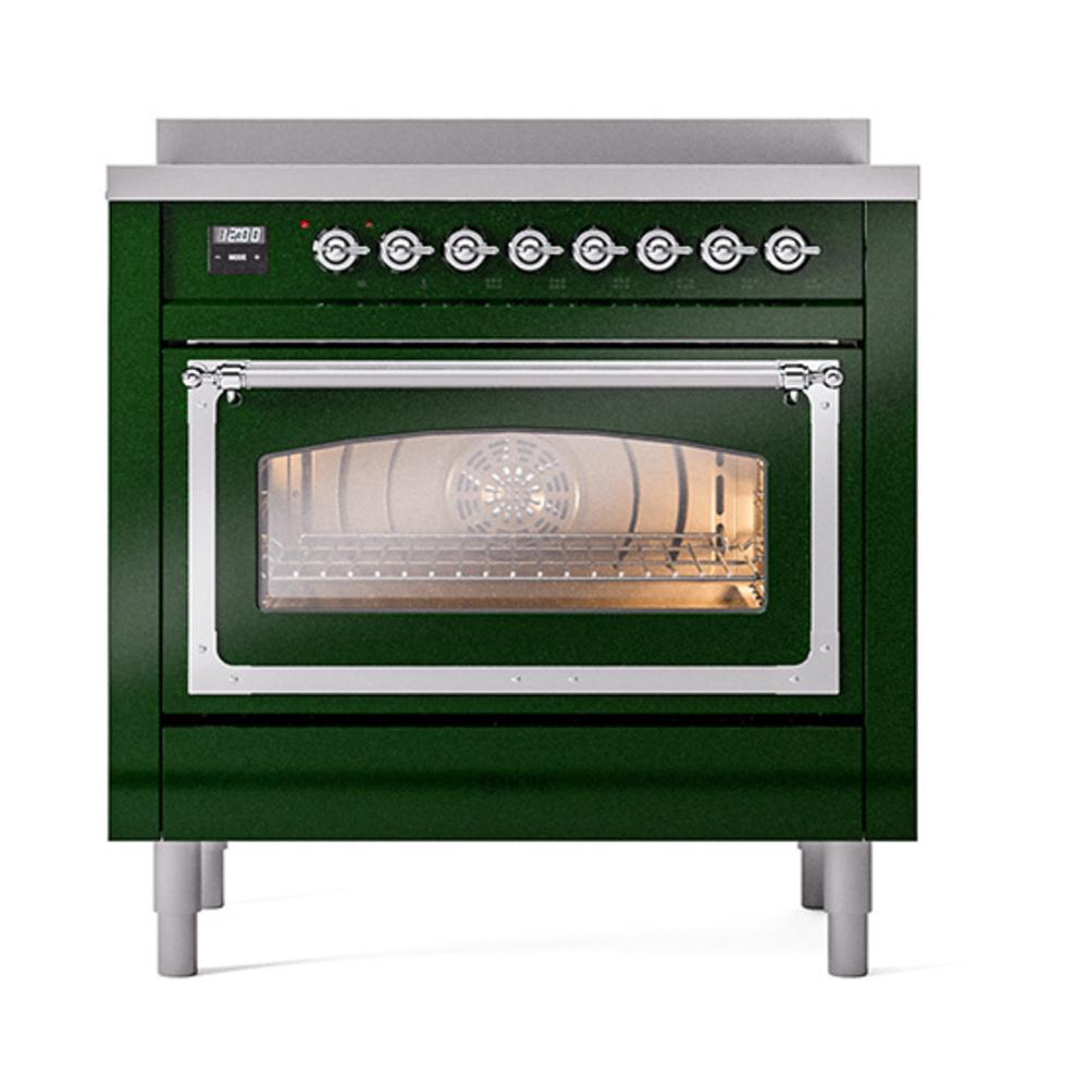 Ilve UNI366NMPEGC Ilve Uni366Nmpegc Nostalgie Ii Noblesse 36" Induction Range (Triple Glass Door, Emerald Green, Chrome)