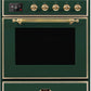 Ilve UM30DNE3EGGLP Majestic Ii 30 Inch Dual Fuel Liquid Propane Freestanding Range In Emerald Green With Brass Trim