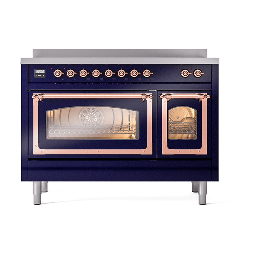 Ilve UNI486NMPMBP Ilve Uni486Nmpmbp Nostalgie Ii Noblesse 48" Induction Range (Triple Glass Door, Midnight Blue, Copper)