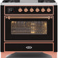 Ilve UM09FDNS3BKP Majestic Ii 36 Inch Dual Fuel Natural Gas Freestanding Range In Glossy Black With Copper Trim