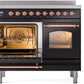 Ilve UPDI406NMPBKP Nostalgie Ii 40 Inch Electric Freestanding Range In Glossy Black With Copper Trim