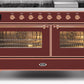 Ilve UM15FDNS3BUPLP Majestic Ii 60 Inch Dual Fuel Liquid Propane Freestanding Range In Burgundy With Copper Trim