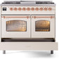 Ilve UPD40FNMPAWP Nostalgie Ii 40 Inch Dual Fuel Natural Gas Freestanding Range In Antique White With Copper Trim