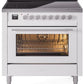 Ilve UPI366WMPWH Professional Plus Ii 36 Inch Electric Freestanding Range In White With Trim