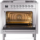 Ilve UP36FNMPSSC Nostalgie Ii 36 Inch Dual Fuel Natural Gas Freestanding Range In Stainless Steel With Chrome Trim